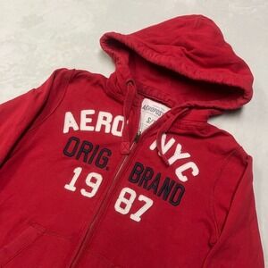 Vintage Y2K Aeropostale Hoodie Men S Full Zip Up Puff Print Spellout Surf Skater